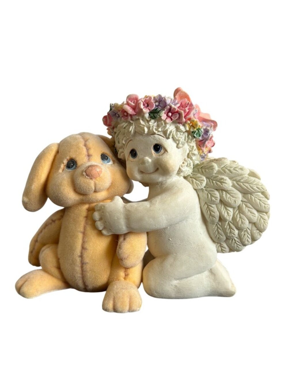 Dreamsicle 1996 Playmates Cherub Hugging Plush Dog Figurine